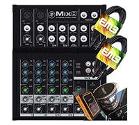 Mackie Mix8 8-Channel Compact Mixer with Pair of EMB XLR Cable and Gravity Magnet Phone Holder Bundle (2)