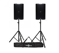 Mackie SRM215 V-Class 15 Active PA Speakers Pair with Stands & Bag