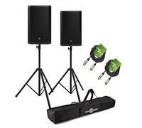 Mackie Thrash215 15" Active PA Speaker Bundle with Stands and Cables
