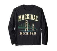Mackinac Bridge Michigan Island Ferry Great Lakes Huron Long Sleeve T-Shirt