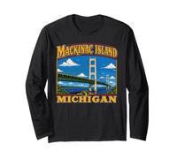 Mackinac Island Bridge Michigan Ferry Great Lakes Huron Long Sleeve T-Shirt