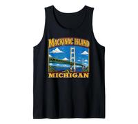 Mackinac Island Bridge Michigan Ferry Great Lakes Huron Tank Top