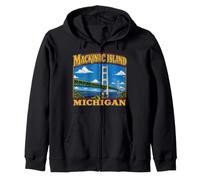 Mackinac Island Bridge Michigan Ferry Great Lakes Huron Zip Hoodie