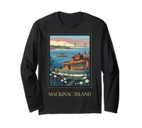 Mackinac Island Michigan Great Lakes Vintage Retro Art Long Sleeve T-Shirt