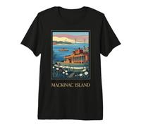 Mackinac Island Michigan Great Lakes Vintage Retro Art Premium T-Shirt