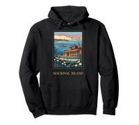Mackinac Island Michigan Great Lakes Vintage Retro Art Pullover Hoodie