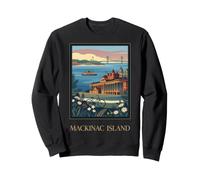 Mackinac Island Michigan Great Lakes Vintage Retro Art Sweatshirt