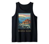 Mackinac Island Michigan Great Lakes Vintage Retro Art Tank Top