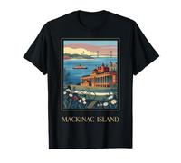 Mackinac Island Michigan Great Lakes Vintage Retro Art Value Graphic T-Shirt