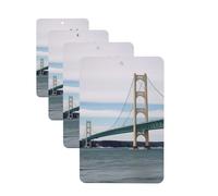 Mackinac Suspension Bridge Car Air Fresheners 4 Pcs Funny Hanging Car Air Fresheners Cute Long Lasting Scented Mirror Hanging Decoration Ornaments Gift For Men Women Rectangle