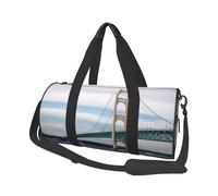 Mackinac Suspension Bridge Duffle Bag for Women Men Personal Item Travel Bags Canvas Weekender Overnight Bag Lightweight Sports Tote Gym Bags Carry On Luggage Bag, Black, One Size