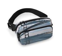 Mackinac Suspension Bridge Fanny Pack with Multiple Pockets, Personalized Waist Bag with Zipper, Multifunctional Bum Bags for Travel, Belt Bag with Adjustable Strap, Crossbody Bags