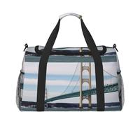 Mackinac Suspension Bridge Gym Bag For Women Men Travel Duffle Bag Lightweight Carry On Tote Weekender Overnight Bags Large Capacity Duffel Bag Carry On Bag