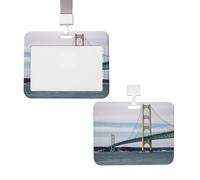 Mackinac Suspension Bridge Id Badge Holder with Lanyard Waterproof Key Card Holder Case Id Card Protector with Clear Id Window Name Tags for Women Men Work Office Doctor Nurse