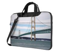 Mackinac Suspension Bridge Laptop Bag 13-15.6Inch, 360° Protective Laptop Sleeve Case Shockproof Messenger Shoulder Bag Waterproof Computer Case Carrying Cover Briefcases for Men Women