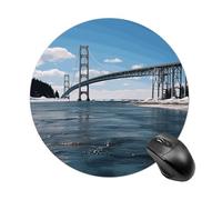 Mackinac Suspension Bridge Round Mouse Pad Smooth Glide Gaming Mousepad Extra Density Portable Comfortable Mouse Mat for Desk, Home, Office 7.8x7.8 Inches