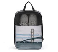 Mackinac Suspension Bridge Shoe Bag Travel Shoe Organizer Water-Resistant Shoe Pouch with Zipper Sneaker Dust Bag, gray, One Size, Modern