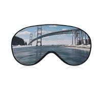 Mackinac Suspension Bridge Sleep Mask Light Block-Out Eye Mask for Side Sleeper Pressure-Free Soft Night Blindfold with Adjustable Strap Breathable Sleep Eye Cover for Travel