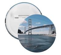 Mackinac Suspension Bridge Tinplate Badge Personalized Round Brooch Large Craft Button Suitable for Teachers, Nurses, Doctors, Staff, Party Gift Accessories, style, 1PCS