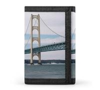 Mackinac Suspension Bridge Wallet,Credit Card Holder,Three-fold Wallet for Passport Covers, Purse Passport Bag for Men Women