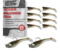 Mackinaw Shad Pre Rigged Swimbait (1.3 oz Olive Silver), Paddle Tail Swim Baits, Ready to Fish Soft Plastic Swimbaits, Swim Baits for Bass Fishing, Saltwater Fishing Lures and Freshwater (2 Pack)