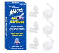 Mack's AquaBlock Swimming Earplugs, 3 Pair - Comfortable, Waterproof, Reusable Silicone Ear Plugs for Swimming, Snorkeling, Showering, Surfing and Bathing (Clear)