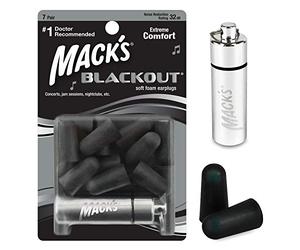 Mack's Blackout Soft Foam Earplugs, 7 Pair with Travel Case - 32 dB Highest NRR, Comfortable Ear Plugs for Concerts, Jam Sessions, Nightclubs, Loud Events and Shooting Sports