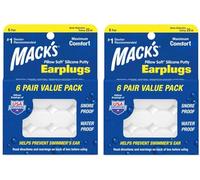 Mack's Pillow Soft Silicone Earplugs - 6 Pair, Value Pack of 2 - The Original Moldable Silicone Putty Ear Plugs for Sleeping, Snoring, Swimming, Travel, Concerts and Studying | Made in USA