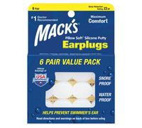 Mack's Pillow Soft Silicone Putty Ear Plugs 6 Pairs Value Pack