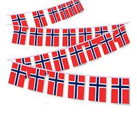 MacLand 30 PCS Norway Flag String,32 FT Norwegian Bunting,Norse Decoration Banner for Outdoor Indoor Patio Yard Decor