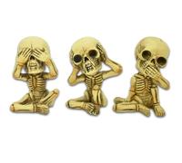 MACLARONX Skull Skeletons No Hear See Speak No Evil Statues Halloween Decorations for Home Decor Gothic Figurine Party Favors Accessories, Set of 3