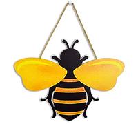 MACLARONX Wooden Bumble Bee Decor 12" Large Honey Bee Cutouts Wall Sign Crafts for Porch front door Home Patio Yard Garden Home Decorations