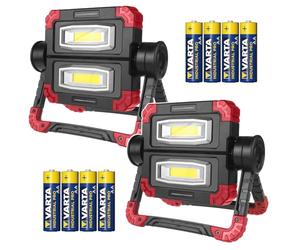 Maclean 2 foldable COB LED work lights | 300 lm 6500 K 3 modes IP44 Operates with AA batteries included in delivery [Energy class F]