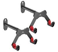 Maclean 25kg Adjustable Bicycle Wall Mount Bracket (2) | Adjustable from 25 to 35 cm, stabilising belt, steel wheel, suitable for the garage and the home
