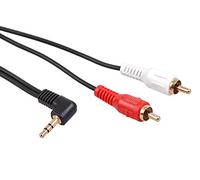 Maclean Audio Metal 3.5mm Stereo Jack Angled 90 ° to 2 RCA Phono Plugs Cable Gold (1M)