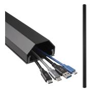 Maclean cable cover strip, aluminium, 75 cm (Black) | Two-piece profile, 25 × 15 mm channel, trapezoidal, can be cut to size, fixing plugs and screws