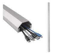 Maclean cable cover strip, aluminium, 75 cm (Silver) | Two-piece profile, 25 × 15 mm channel, trapezoidal, can be cut to size, fixing plugs and screws