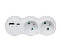 Maclean Current Outlet, Socket Splitter with 2 Sockets, 2x USB A/C, Type E, 2x16A, MCE339 E