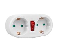 Maclean Current Outlet, Socket Splitter with 2 Sockets and Circuit Breaker, Type F, 2x16A, MCE338 F
