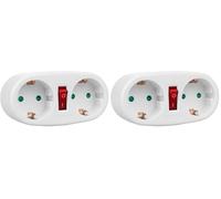Maclean Current Outlet, Socket Splitter with 2 Sockets and Circuit Breaker, Type F, 2x16A, MCE338 F (Pack of 2)