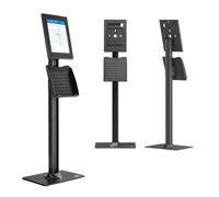 Maclean Floor Stand for Tablets with Locking (Black, 10.9"-11") | Vertical or horizontal orientation, adjustment range 0-75°, brochure holder, cable duct