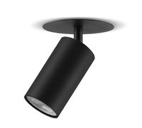 Maclean Flush Mount/Tube luminaire, spot, Round, Aluminum, GU10, 55x130mm, Black Color, MCE364 B+LED Bulb GU10 7W Energy MCE437 WW Warm White 3000K, 220-240V~, 50/60Hz, 490lm