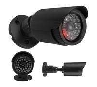 Maclean IR1800 Dummy Camera Flashing LED IP44 | Outdoor and Indoor Adjustable Bracket Warning Sticker Effective Preventive Protection (1, Black)