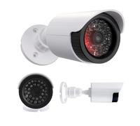 Maclean IR1800 Dummy Camera Flashing LED IP44 | Outdoor and Indoor Adjustable Bracket Warning Sticker Effective Preventive Protection (1, White)