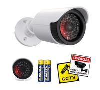 Maclean IR1800 Dummy Surveillance Camera with Flashing LED, Realistic Dummy for Indoor and Outdoor Use, IP44, Adjustable Mounting, Includes Warning Stickers (1, White)