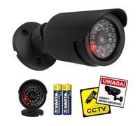 Maclean IR1800 Dummy Surveillance Camera with Flashing LED, Realistic Dummy for Indoor and Outdoor Use, IP44, Adjustable Mounting, Includes Warning Stickers (1, Black)