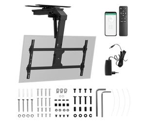Maclean MC-109 T Electric TV Ceiling Mount | For 43-86 Inch TVs | VESA Up to 800 x 400 | Quiet Motor with Remote Control & Tuya App | Tilt & Rotatable | Max. 45 kg Load | Anti-Collision Protection
