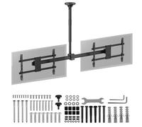 Maclean MC-111 B double ceiling mount for two 34-60″ TVs up to 40 kg, VESA 600×400 tilt -25°, 360° rotation, height adjustable, cable management system, black