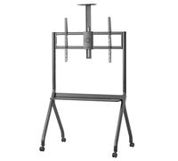 Maclean MC-114 mobile TV mount for 55-100″ screens up to 120 kg VESA up to 900×600 folding castors shelves for camera and professional accessories (Black)