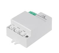 Maclean MCE316 microwave motion sensor, offering an 8m range with a maximum load of 1200W. Rated IP20, it operates at 5.8 GHz